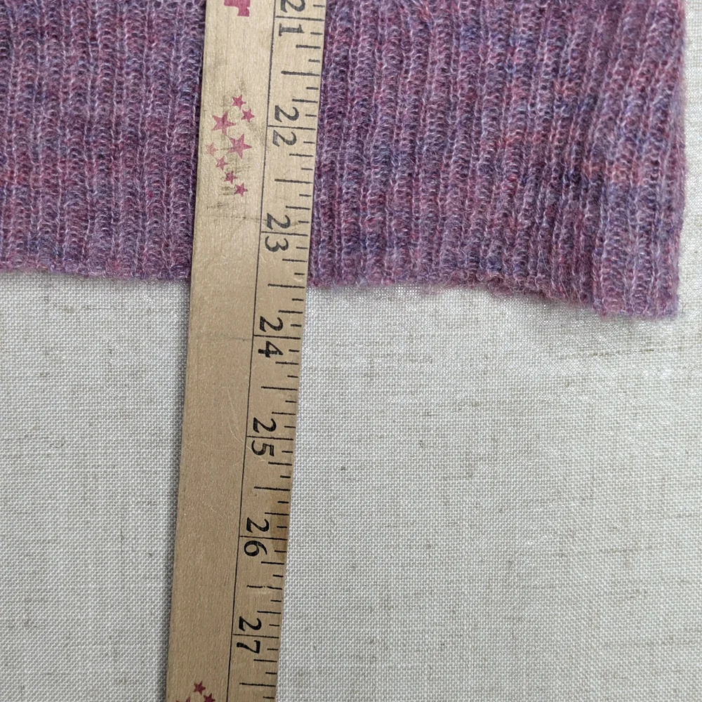 Bishop + Young Ruffle Lace Knit Sweater Purple Mock Neck M - Picture 8 of 9